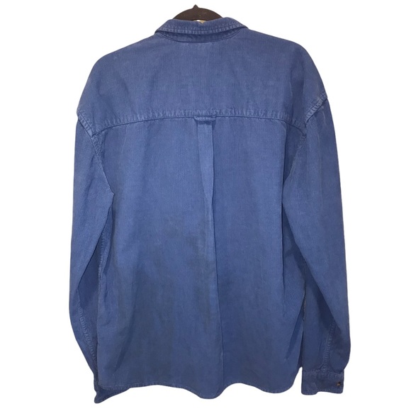 Asos Design Mens Shirt Jacket Blue Corduroy Button Down Collared Size Med Tall - Picture 2 of 8